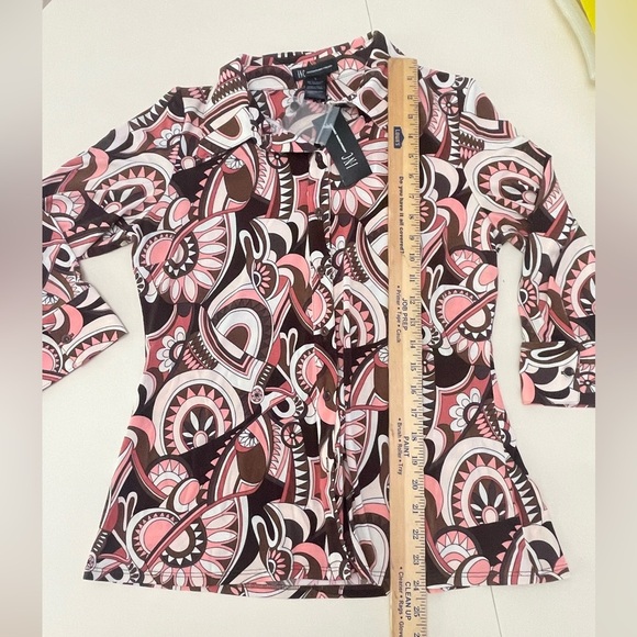 INC International Concepts Retro Print Button Front Blouse Women's Large NWT - Picture 10 of 10